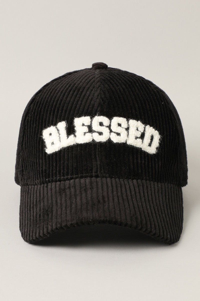 "Blessed" Corduroy Panel Baseball Cap