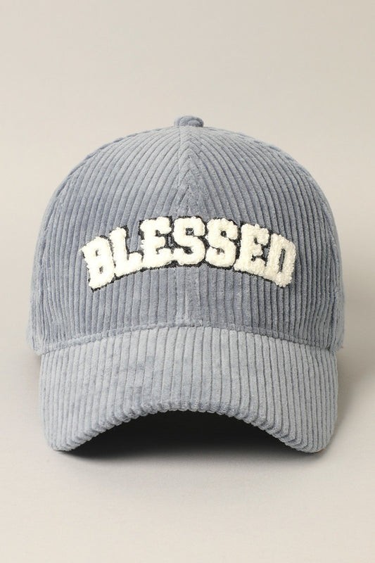 "Blessed" Corduroy Panel Baseball Cap