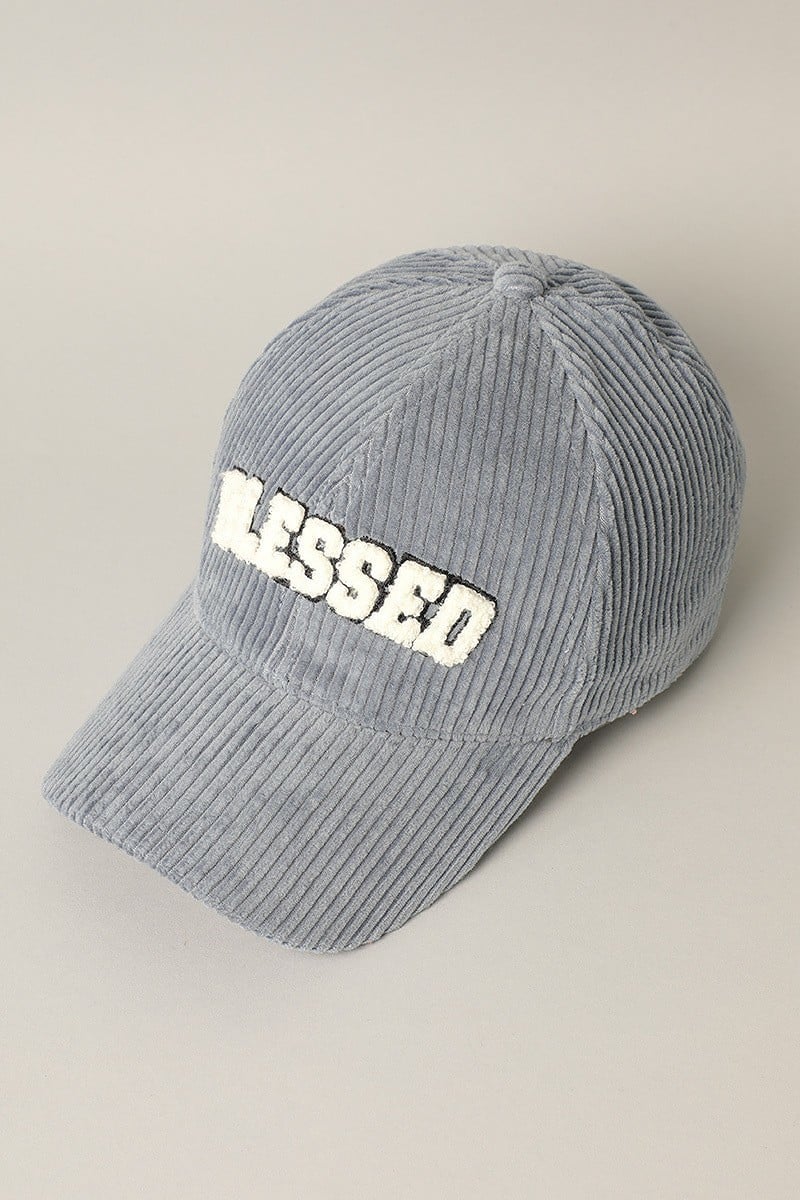 "Blessed" Corduroy Panel Baseball Cap