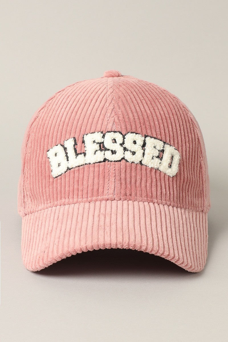 "Blessed" Corduroy Panel Baseball Cap