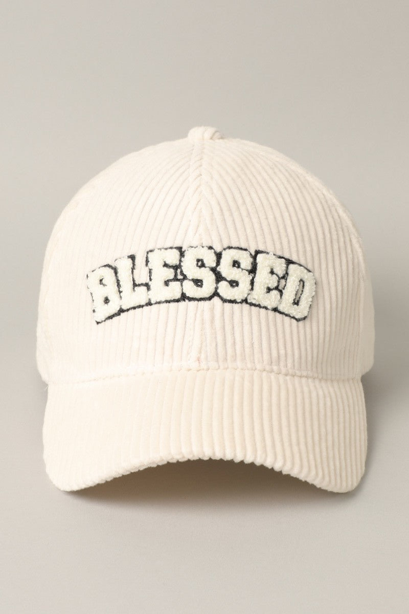 "Blessed" Corduroy Panel Baseball Cap